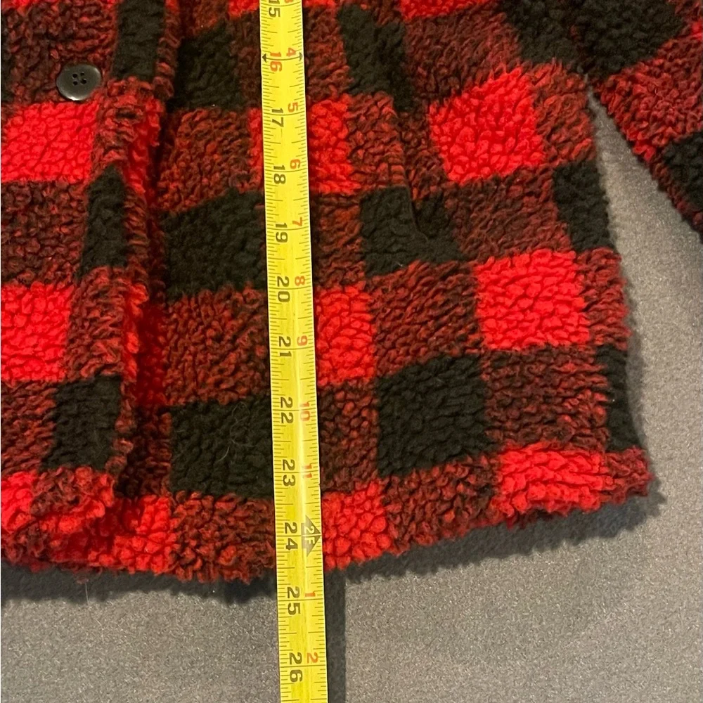 Gap kids sherpa plaid coat girls size‎ XL NWT red/black